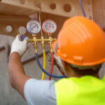 HVAC contractor working